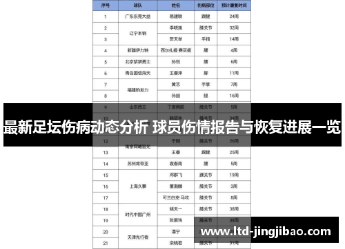 最新足坛伤病动态分析 球员伤情报告与恢复进展一览